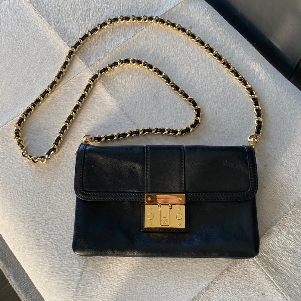 Tory Burch Leather Crossbody Bag with Gold Chain